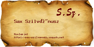 Sax Szilvánusz névjegykártya
